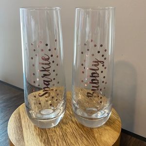 Cheers, Sparkle, & Bubbly stemless Champagne flutes